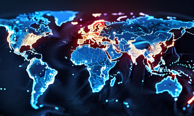 World map with highlighted coverage regions