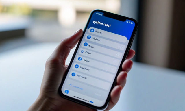 Smartphone factory reset screen with eSIM reinstall instructions