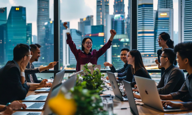 Team in office celebrating funding announcement
